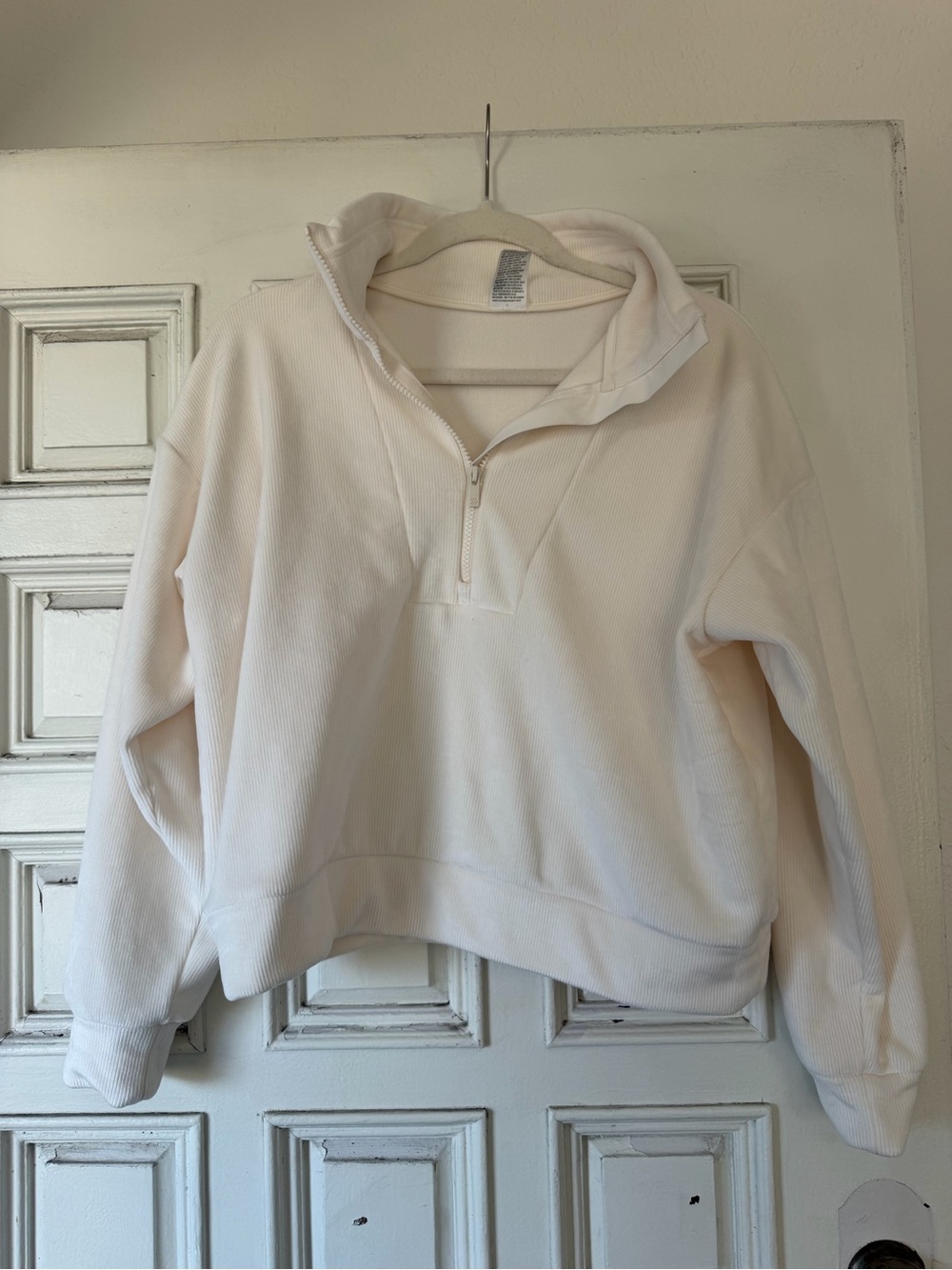 all in motion Cream Half-Zip Ribbed Pullover. Size medium